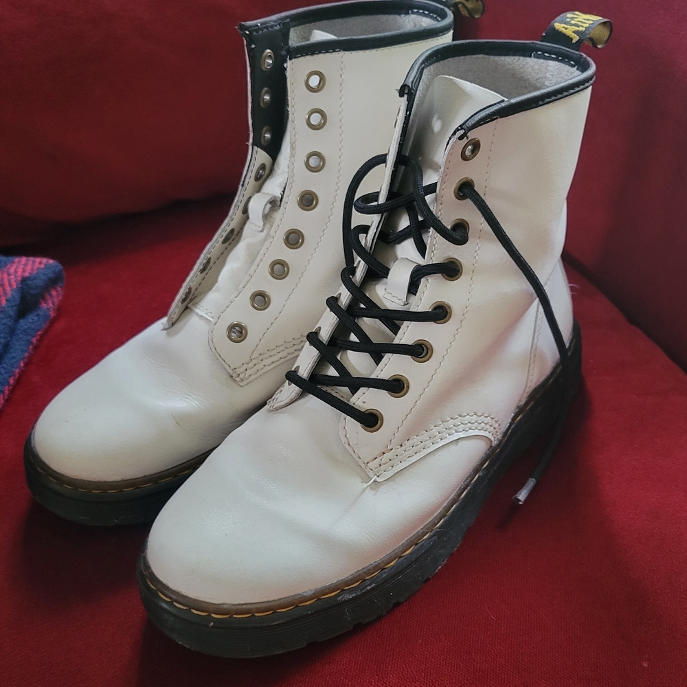 Dr. Martens White Leather Combat Boots